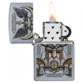 Zippo Street chrom Viking Odin Design Feuerzeug  